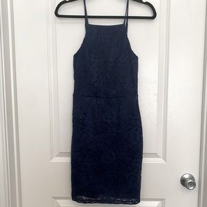 Navy blue lace high neck Windsor dress!